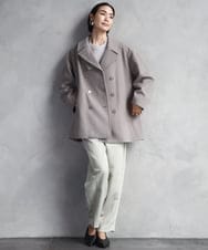 FMUAA52530 MICHEL KLEIN(ミッシェルクラン) Super100ウールビーバーPコート カーキ