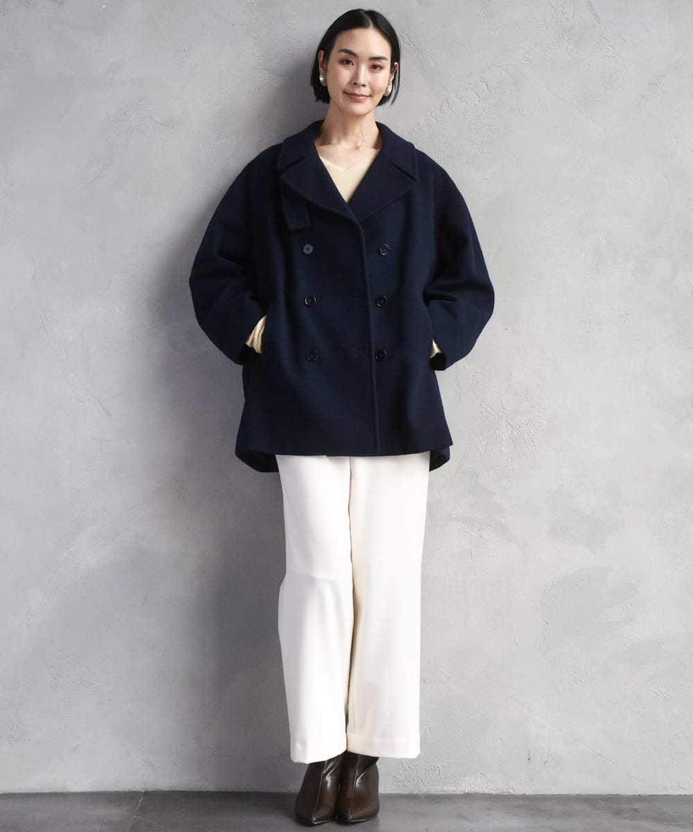 FMUAA52530 MICHEL KLEIN(ミッシェルクラン) Super100ウールビーバーPコート カーキ