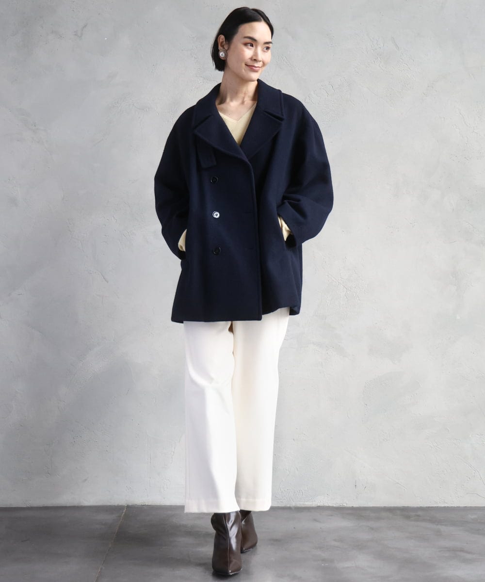 FMUAA52530 MICHEL KLEIN(ミッシェルクラン) Super100ウールビーバーPコート カーキ