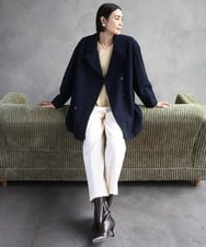 FMUAA52530 MICHEL KLEIN(ミッシェルクラン) Super100ウールビーバーPコート カーキ