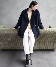 FMUAA52530 MICHEL KLEIN(ミッシェルクラン) Super100ウールビーバーPコート カーキ