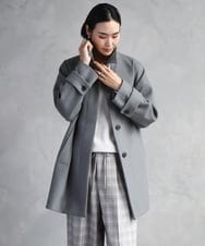 FMUAD01550 MICHEL KLEIN(ミッシェルクラン) Super100ウールステンカラーコート カーキ