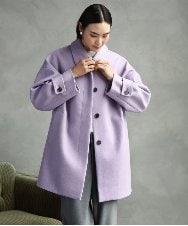 FMUAD01550 MICHEL KLEIN(ミッシェルクラン) Super100ウールステンカラーコート ラベンダー