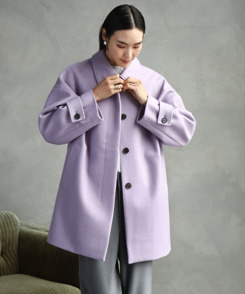 FMUAD01550 MICHEL KLEIN(ミッシェルクラン) Super100ウールステンカラーコート ラベンダー