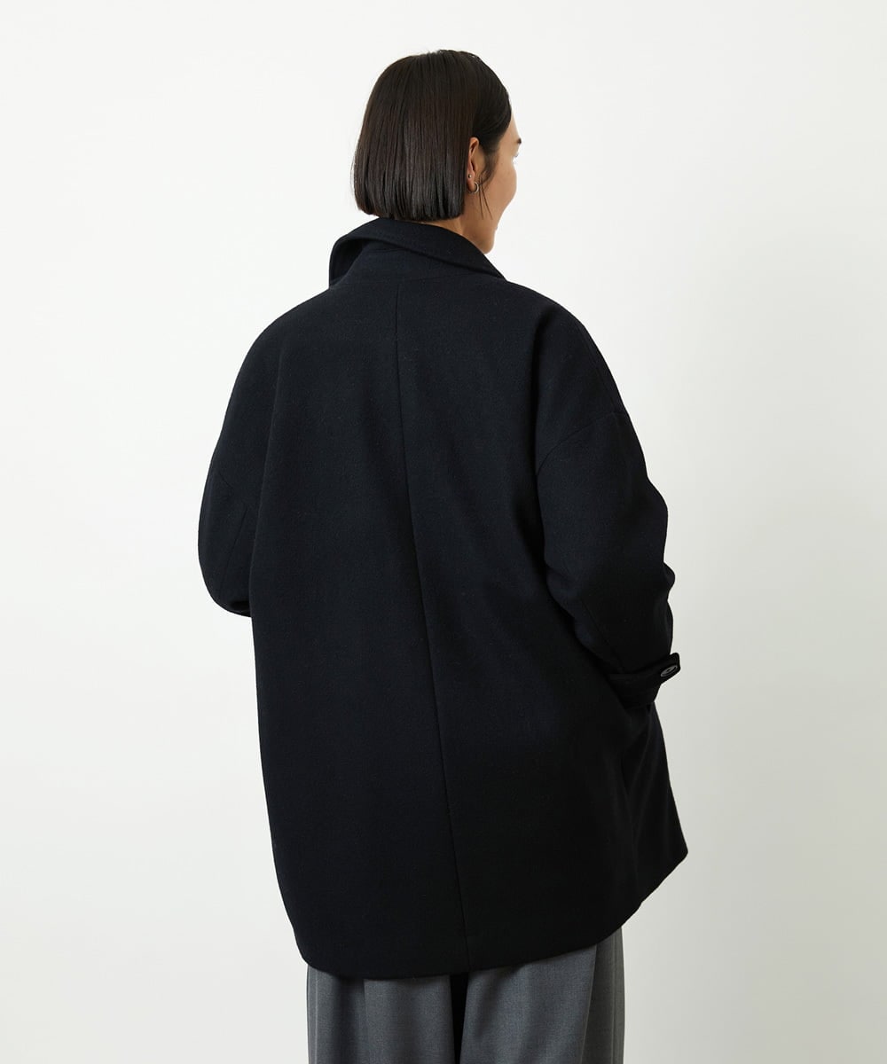 FMUAD01550 MICHEL KLEIN(ミッシェルクラン) Super100ウールステンカラーコート ブラック