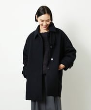 FMUAD01550 MICHEL KLEIN(ミッシェルクラン) Super100ウールステンカラーコート ブラック