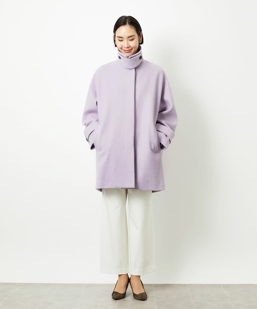 FMUAD01550 MICHEL KLEIN(ミッシェルクラン) Super100ウールステンカラーコート ブラック