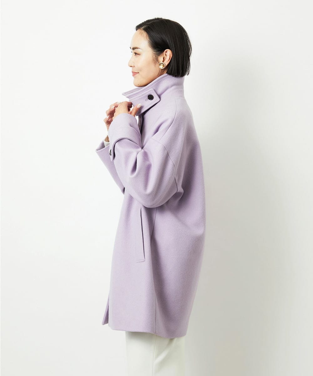 FMUAD01550 MICHEL KLEIN(ミッシェルクラン) Super100ウールステンカラーコート ブラック