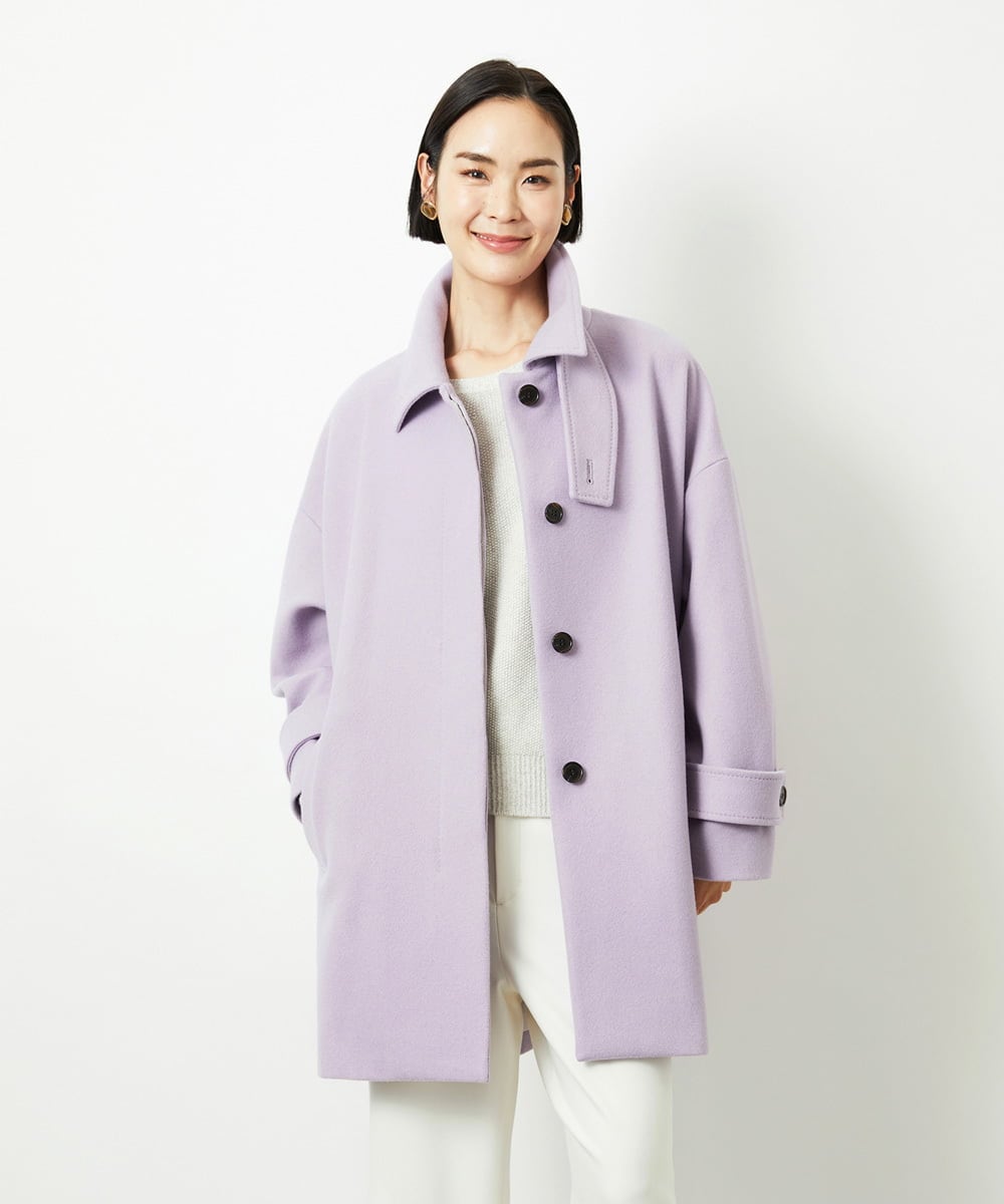 FMUAD01550 MICHEL KLEIN(ミッシェルクラン) Super100ウールステンカラーコート ブラック