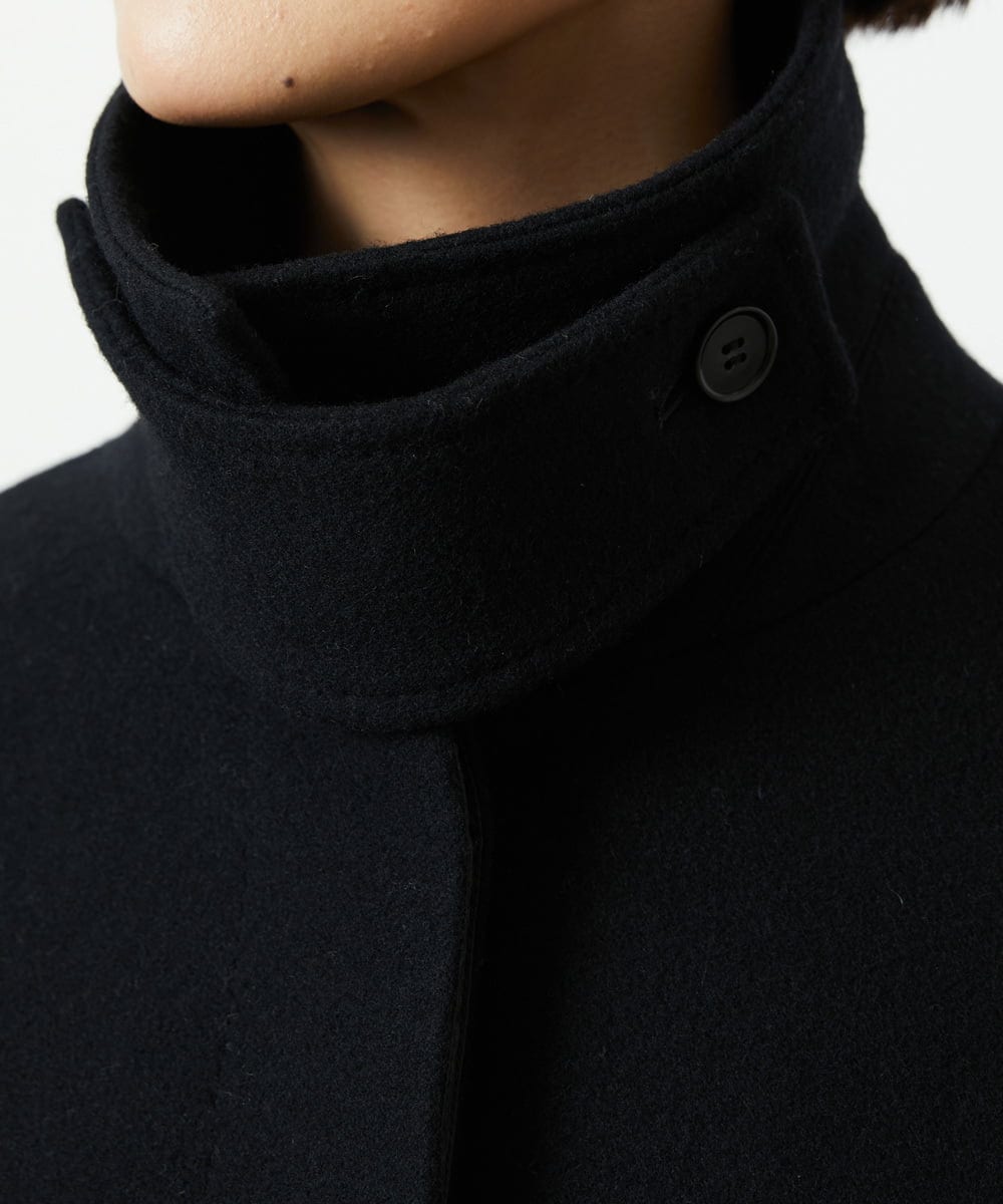 FMUAD01550 MICHEL KLEIN(ミッシェルクラン) Super100ウールステンカラーコート ブラック