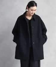 FMUAD01550 MICHEL KLEIN(ミッシェルクラン) スーパー100’sウールステンカラーコート ブラック