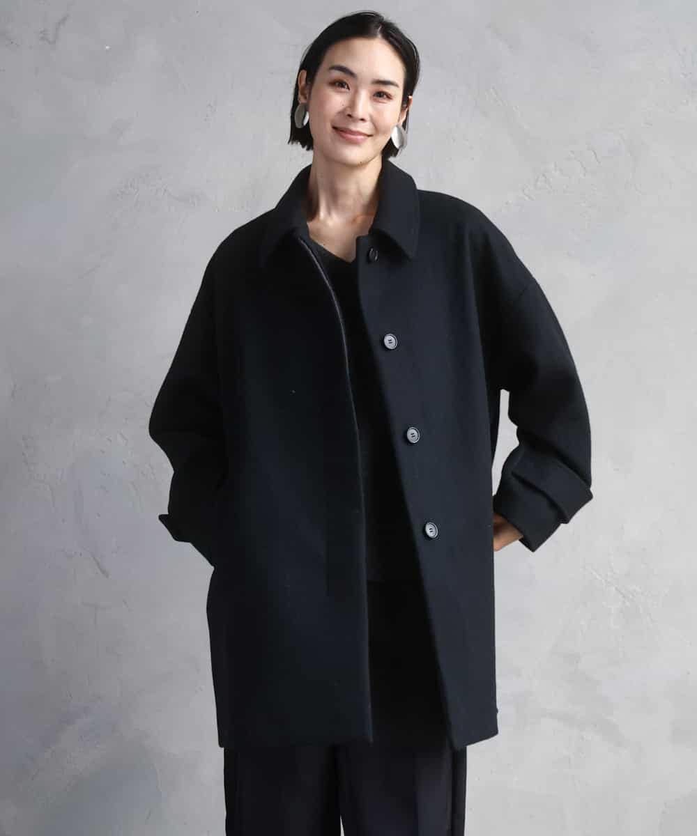 FMUAD01550 MICHEL KLEIN(ミッシェルクラン) スーパー100’sウールステンカラーコート ブラック