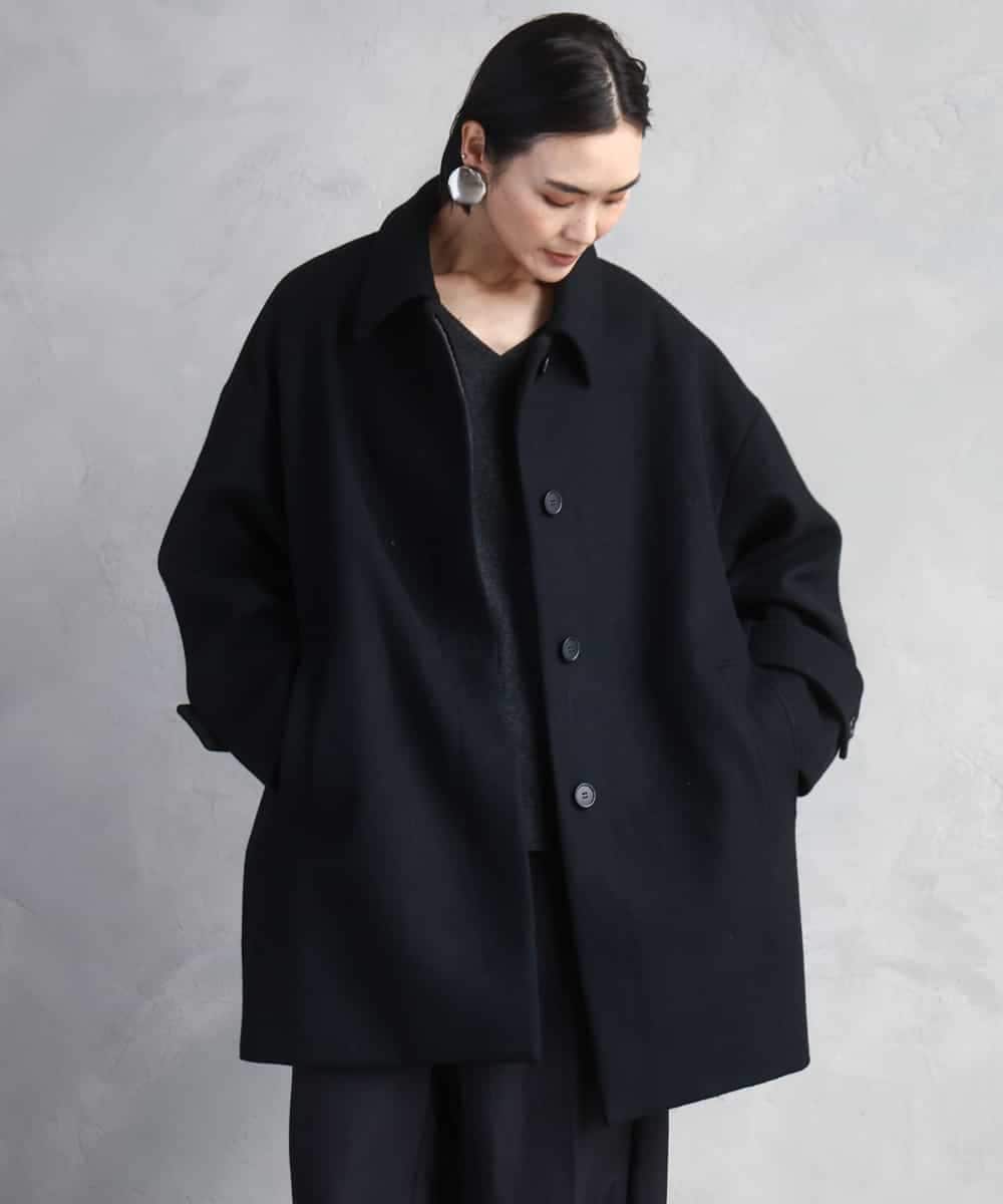 FMUAD01550 MICHEL KLEIN(ミッシェルクラン) スーパー100’sウールステンカラーコート ブラック