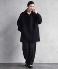 FMUAD01550 MICHEL KLEIN(ミッシェルクラン) スーパー100’sウールステンカラーコート ブラック