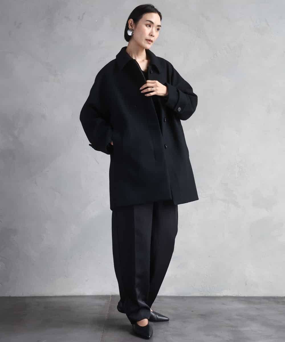 FMUAD01550 MICHEL KLEIN(ミッシェルクラン) スーパー100’sウールステンカラーコート ブラック