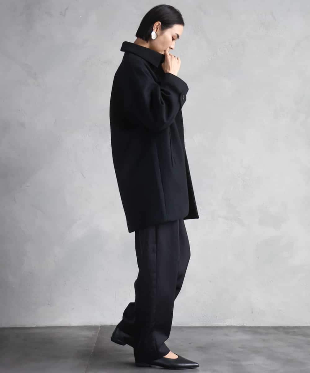 FMUAD01550 MICHEL KLEIN(ミッシェルクラン) スーパー100’sウールステンカラーコート ブラック