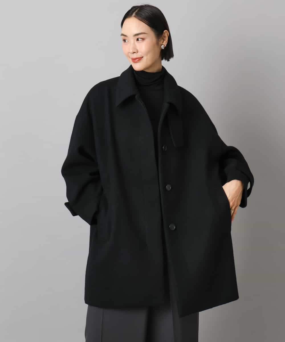 FMUAD01550 MICHEL KLEIN(ミッシェルクラン) スーパー100’sウールステンカラーコート ブラック