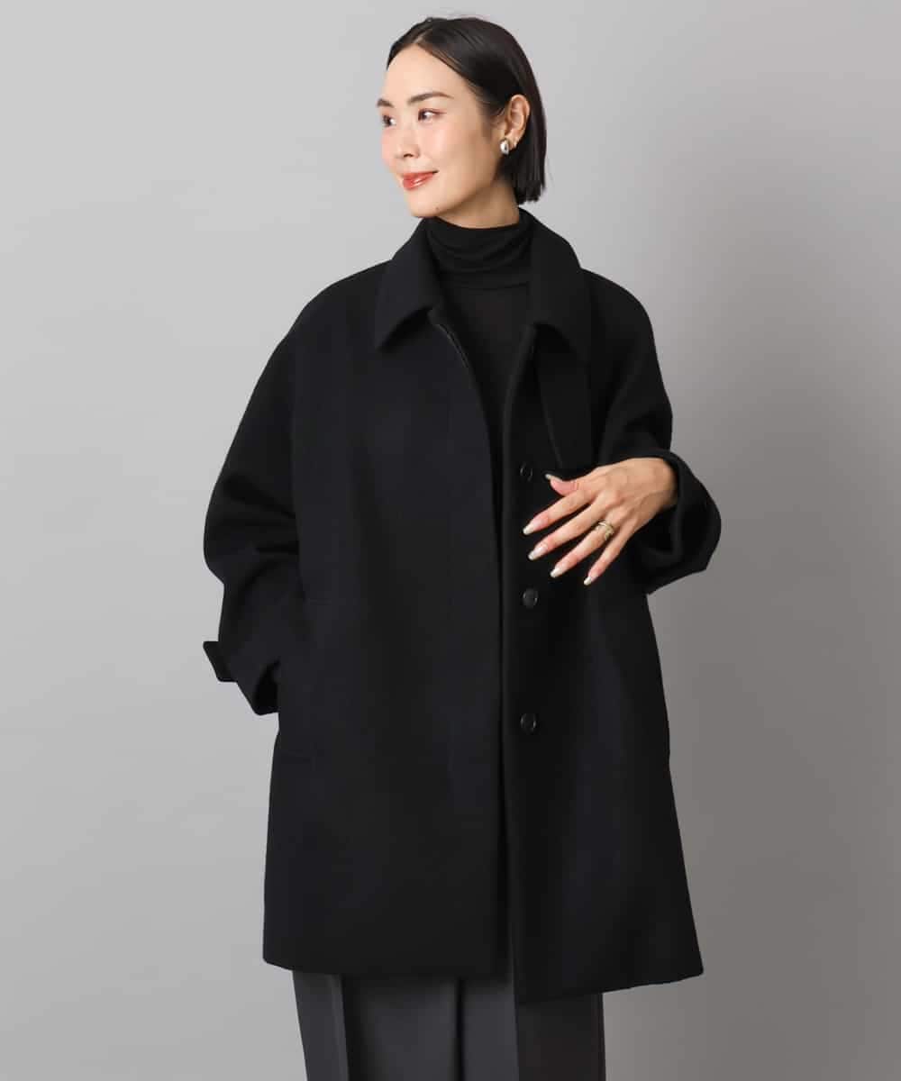 FMUAD01550 MICHEL KLEIN(ミッシェルクラン) スーパー100’sウールステンカラーコート ブラック