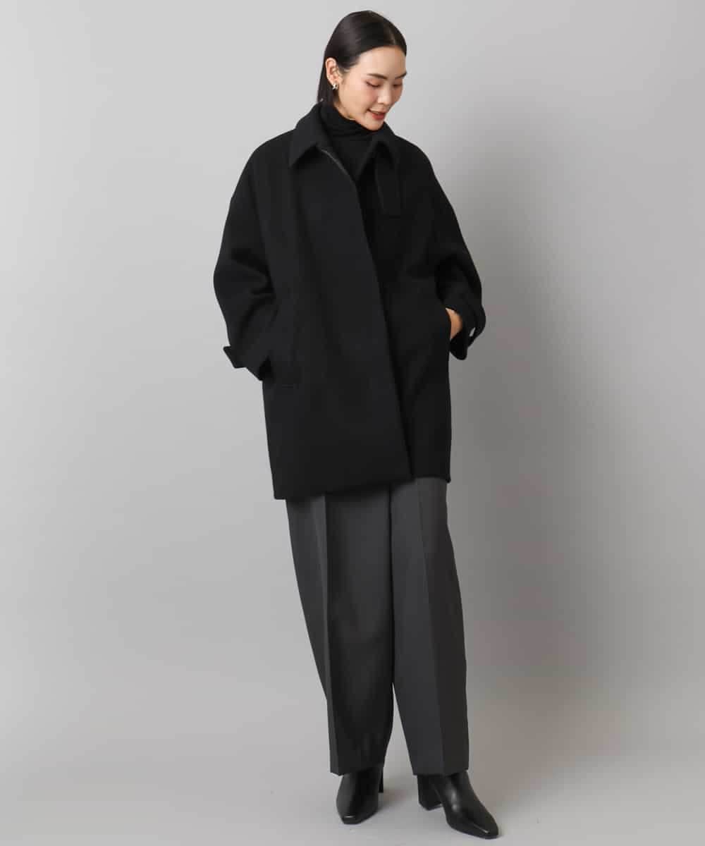 FMUAD01550 MICHEL KLEIN(ミッシェルクラン) スーパー100’sウールステンカラーコート ブラック