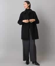 FMUAD01550 MICHEL KLEIN(ミッシェルクラン) スーパー100’sウールステンカラーコート ブラック