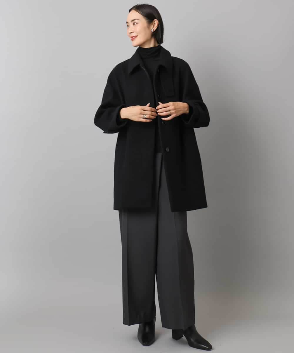 FMUAD01550 MICHEL KLEIN(ミッシェルクラン) スーパー100’sウールステンカラーコート ブラック