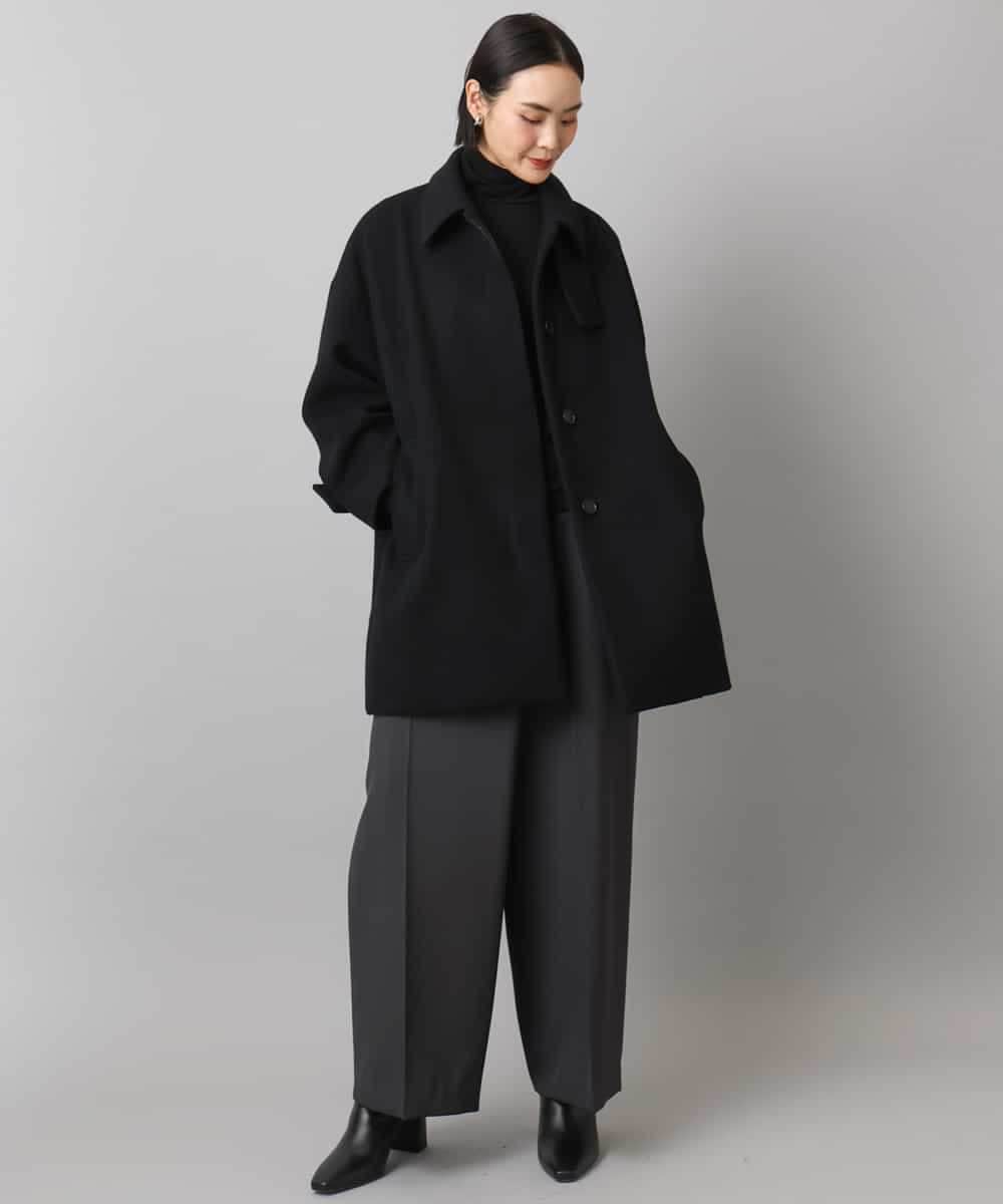 FMUAD01550 MICHEL KLEIN(ミッシェルクラン) スーパー100’sウールステンカラーコート ブラック