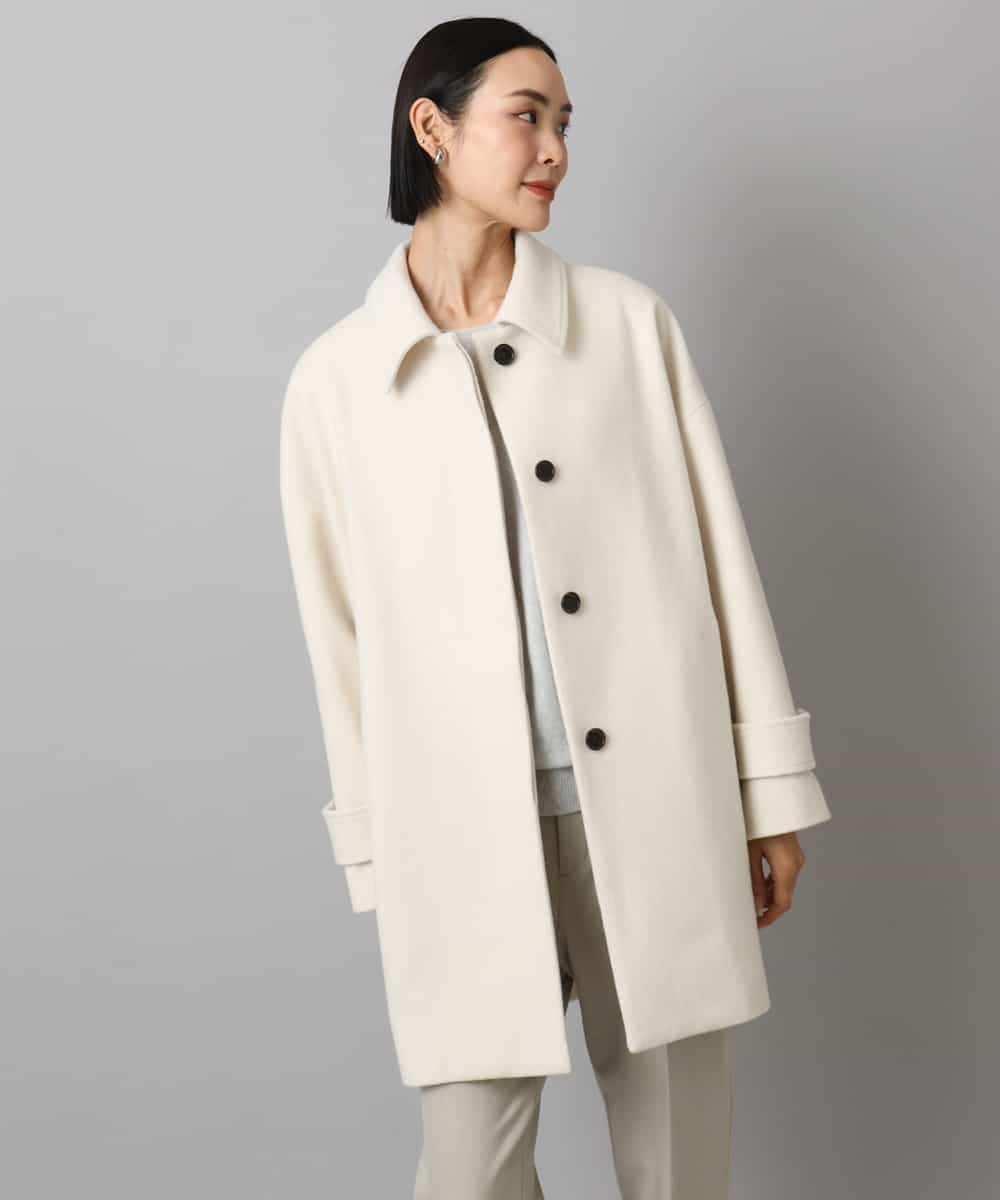 FMUAD01550 MICHEL KLEIN(ミッシェルクラン) スーパー100’sウールステンカラーコート ブラック