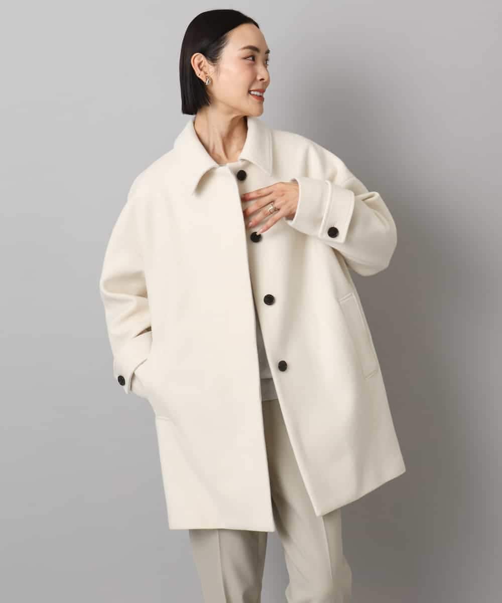 FMUAD01550 MICHEL KLEIN(ミッシェルクラン) スーパー100’sウールステンカラーコート ブラック