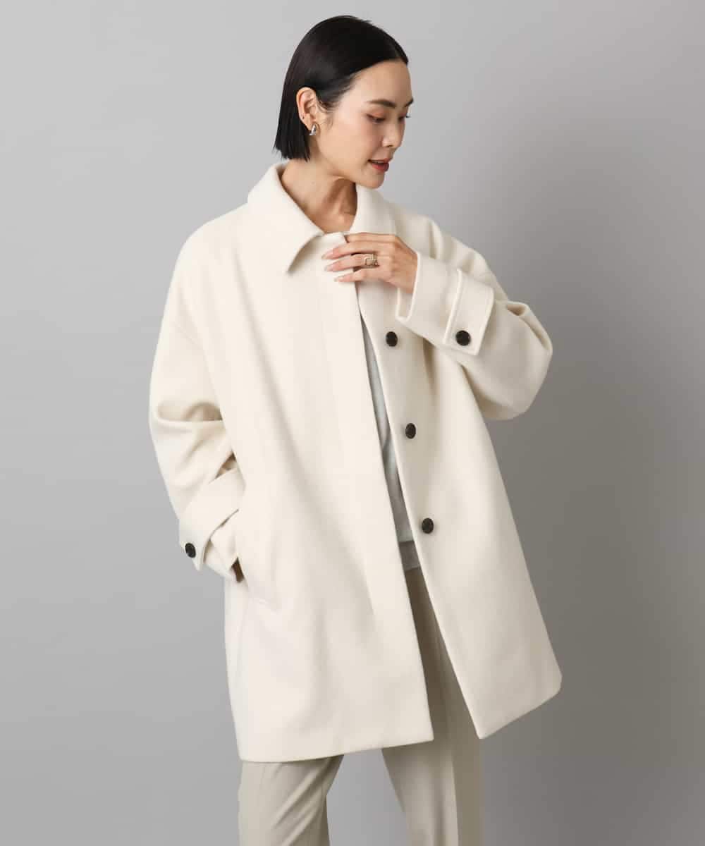 FMUAD01550 MICHEL KLEIN(ミッシェルクラン) スーパー100’sウールステンカラーコート ブラック