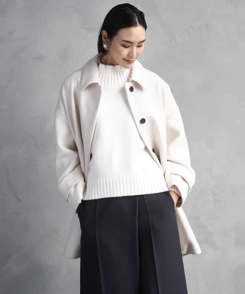 FMUAD01550 MICHEL KLEIN(ミッシェルクラン) スーパー100’sウールステンカラーコート ブラック