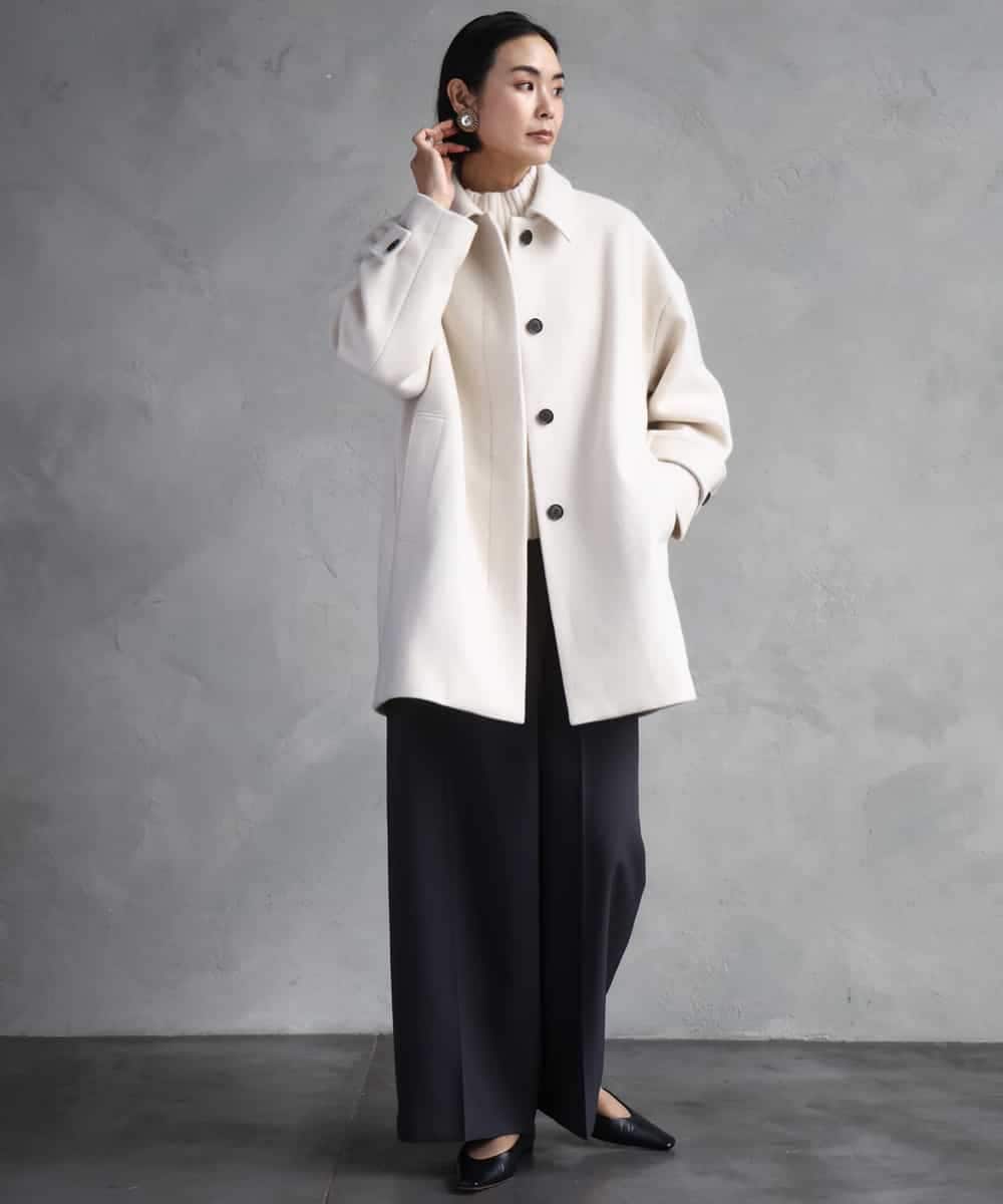 FMUAD01550 MICHEL KLEIN(ミッシェルクラン) スーパー100’sウールステンカラーコート ブラック