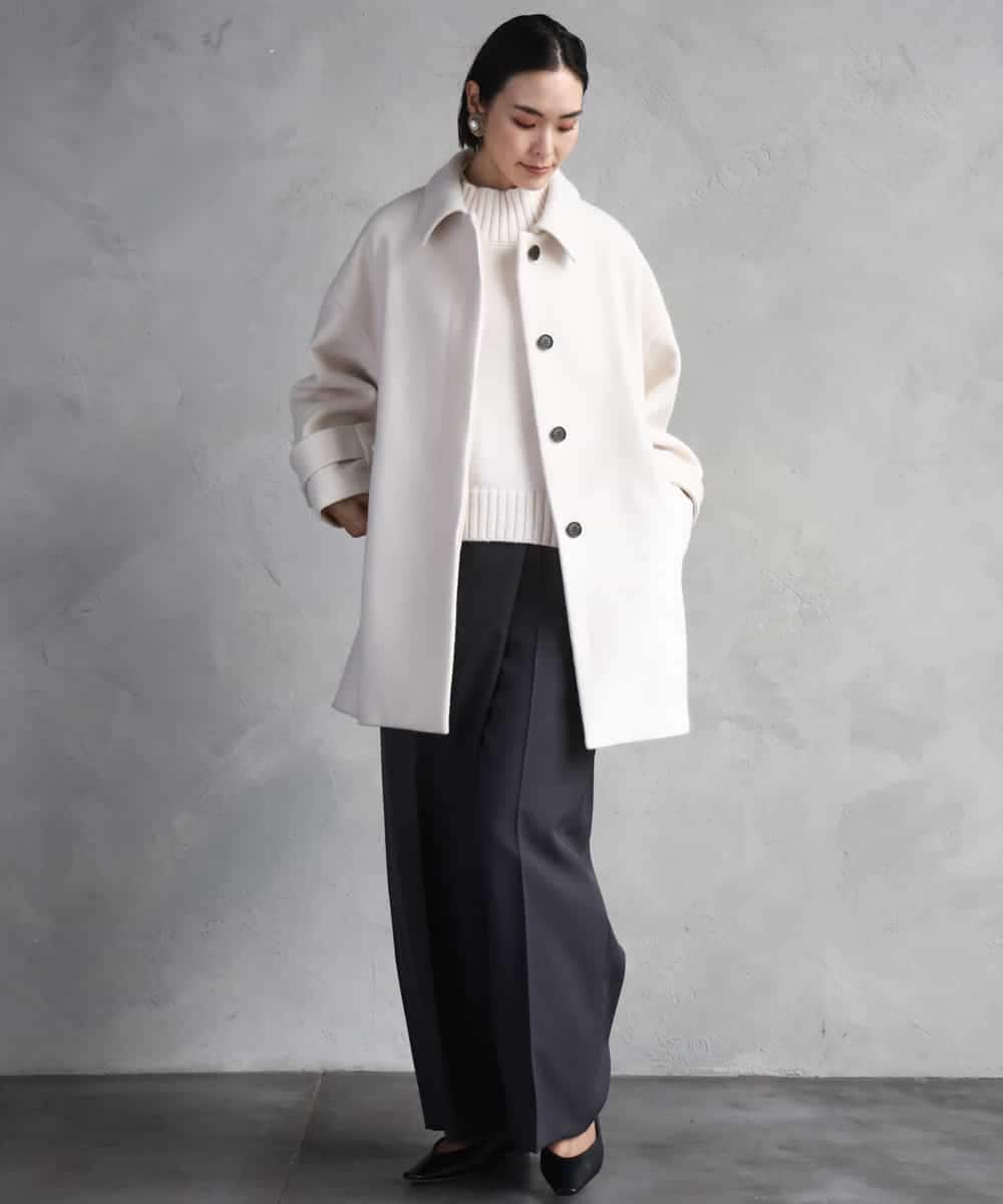 FMUAD01550 MICHEL KLEIN(ミッシェルクラン) スーパー100’sウールステンカラーコート ブラック