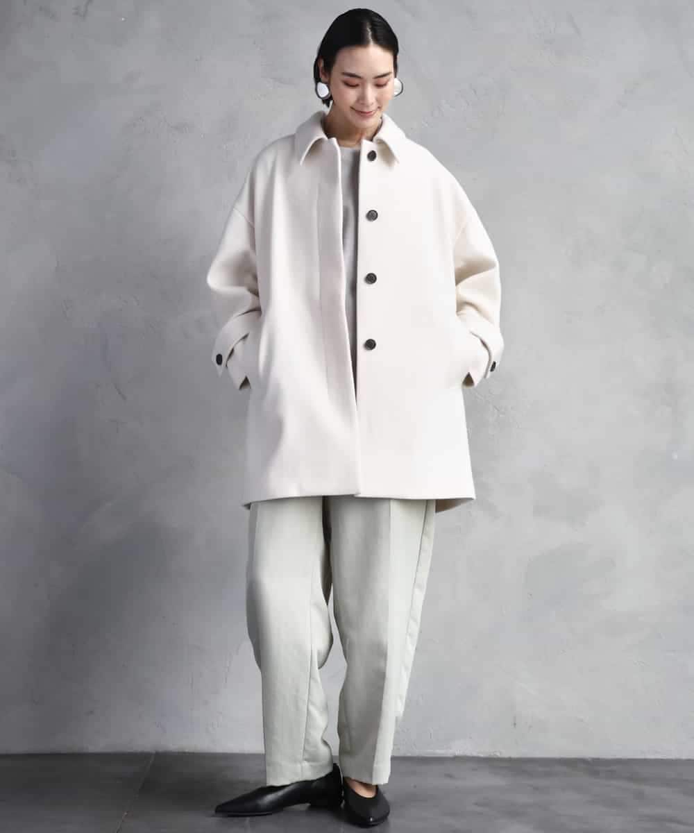 FMUAD01550 MICHEL KLEIN(ミッシェルクラン) スーパー100’sウールステンカラーコート ブラック