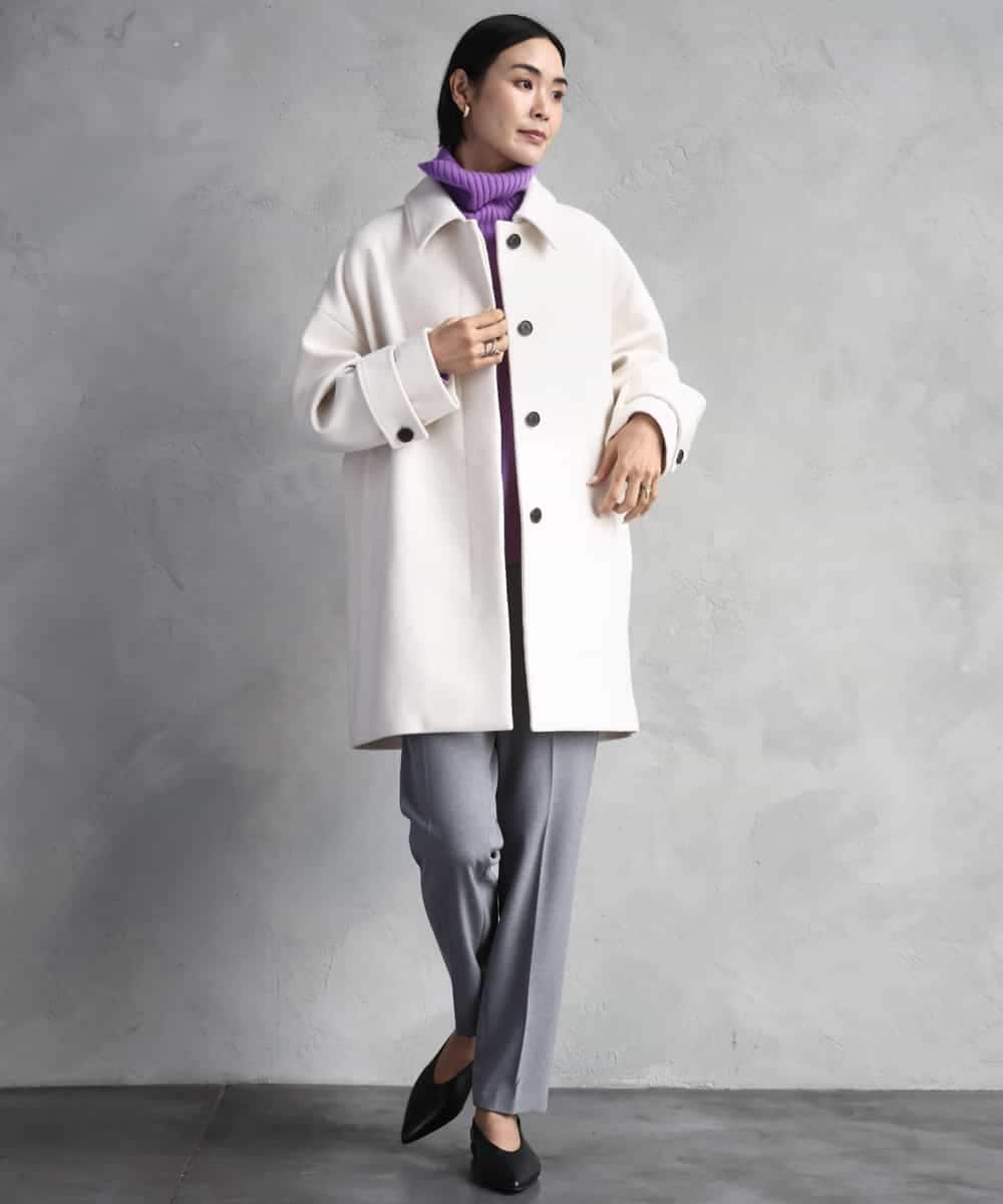 FMUAD01550 MICHEL KLEIN(ミッシェルクラン) スーパー100’sウールステンカラーコート ブラック