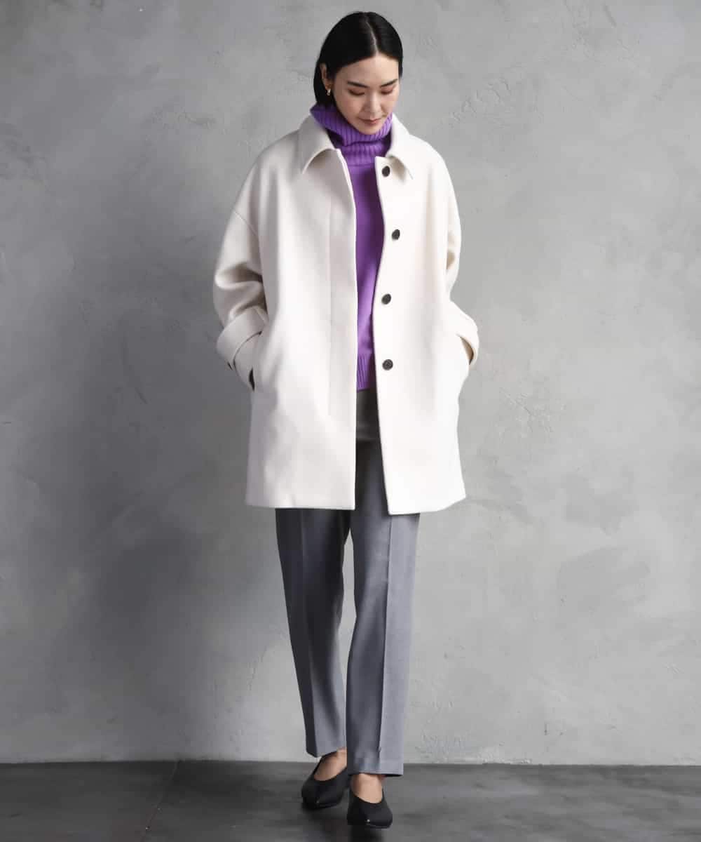 FMUAD01550 MICHEL KLEIN(ミッシェルクラン) スーパー100’sウールステンカラーコート ブラック