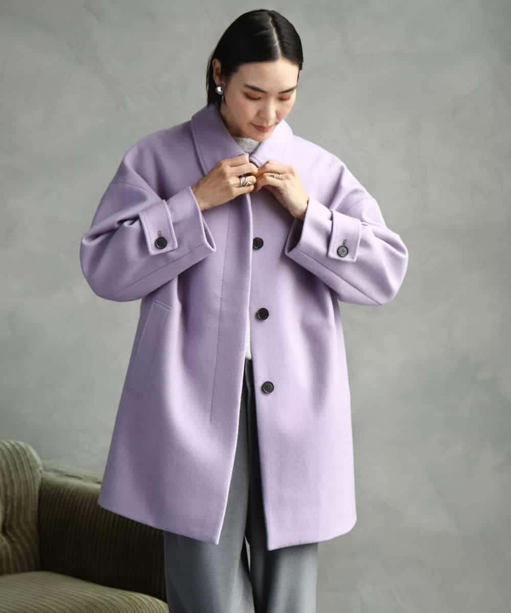 FMUAD01550 MICHEL KLEIN(ミッシェルクラン) スーパー100’sウールステンカラーコート ブラック