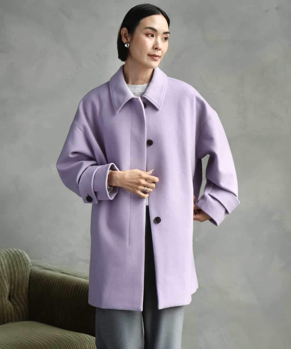 FMUAD01550 MICHEL KLEIN(ミッシェルクラン) スーパー100’sウールステンカラーコート ブラック