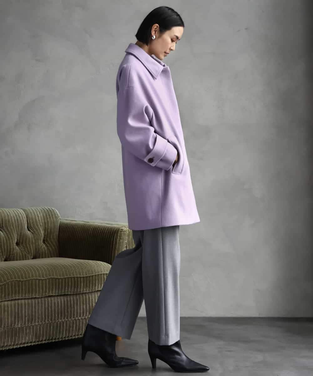 FMUAD01550 MICHEL KLEIN(ミッシェルクラン) スーパー100’sウールステンカラーコート ブラック