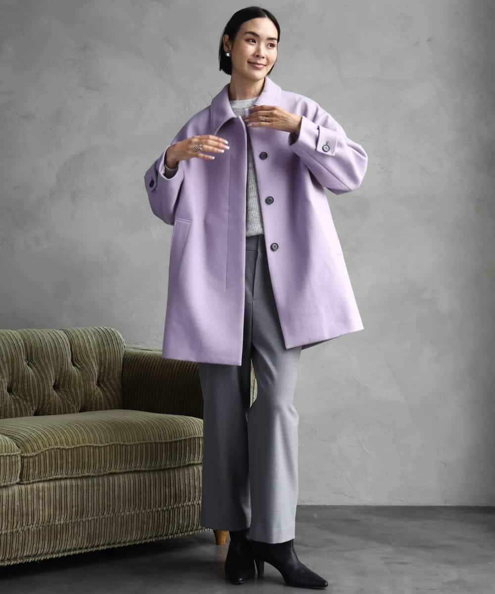 FMUAD01550 MICHEL KLEIN(ミッシェルクラン) スーパー100’sウールステンカラーコート ブラック