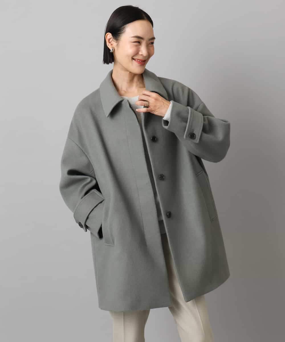 FMUAD01550 MICHEL KLEIN(ミッシェルクラン) スーパー100’sウールステンカラーコート ブラック