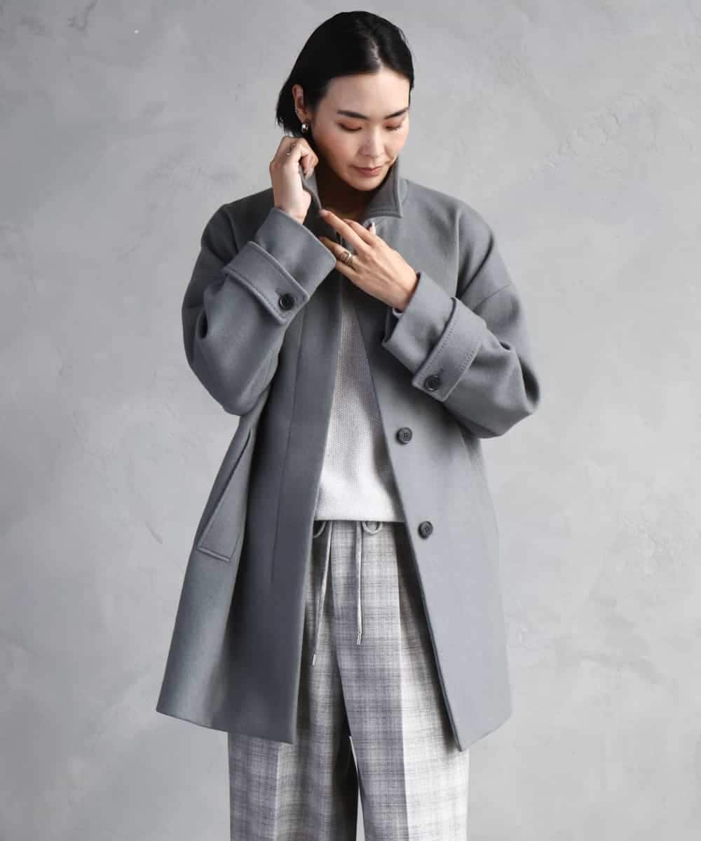 FMUAD01550 MICHEL KLEIN(ミッシェルクラン) スーパー100’sウールステンカラーコート ブラック