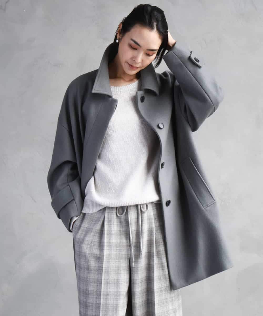 FMUAD01550 MICHEL KLEIN(ミッシェルクラン) スーパー100’sウールステンカラーコート ブラック