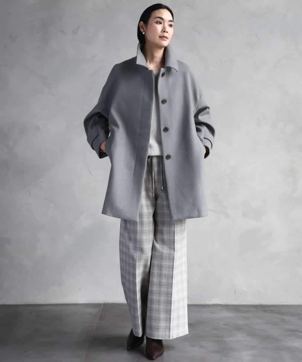 FMUAD01550 MICHEL KLEIN(ミッシェルクラン) スーパー100’sウールステンカラーコート ブラック