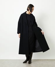 FMUAD02540 MICHEL KLEIN(ミッシェルクラン) Super100ウールロングチェスターコート ブラック