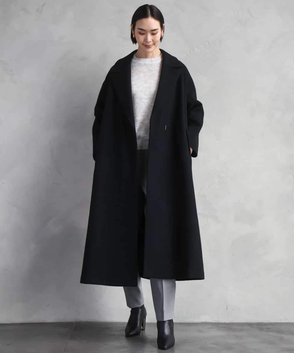 FMUAD02540 MICHEL KLEIN(ミッシェルクラン) ロングチェスターコート ブラック