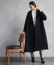 FMUAD02540 MICHEL KLEIN(ミッシェルクラン) ロングチェスターコート ブラック