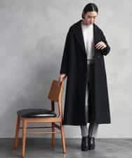 FMUAD02540 MICHEL KLEIN(ミッシェルクラン) ロングチェスターコート ブラック