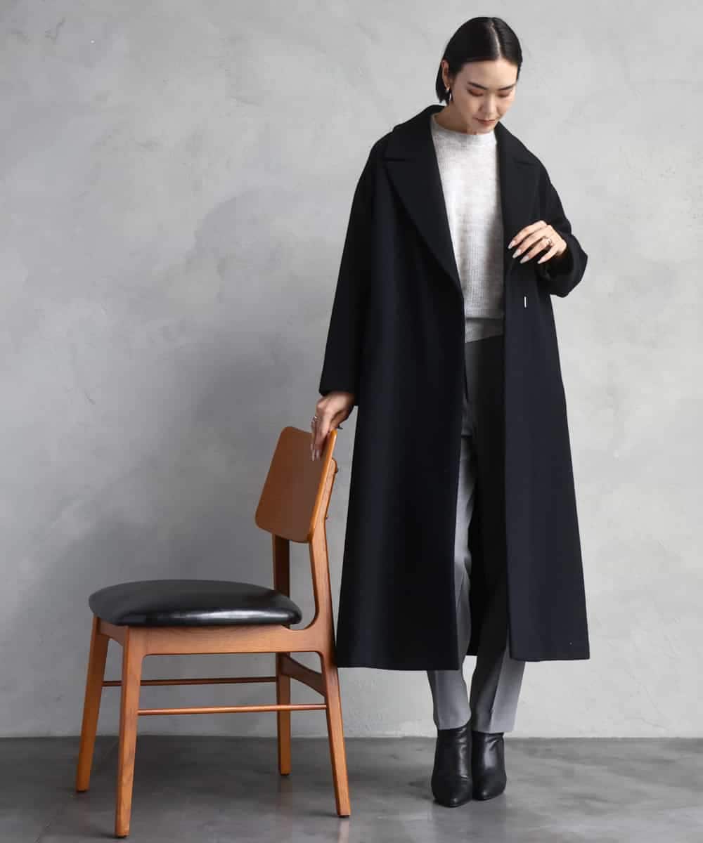 FMUAD02540 MICHEL KLEIN(ミッシェルクラン) ロングチェスターコート ブラック