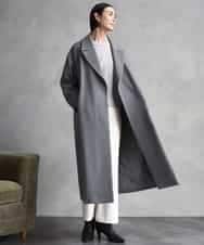 FMUAD02540 MICHEL KLEIN(ミッシェルクラン) ロングチェスターコート ブラック