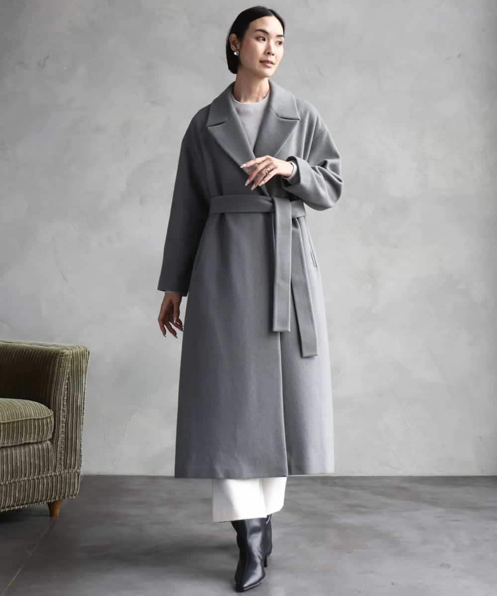 FMUAD02540 MICHEL KLEIN(ミッシェルクラン) ロングチェスターコート ブラック